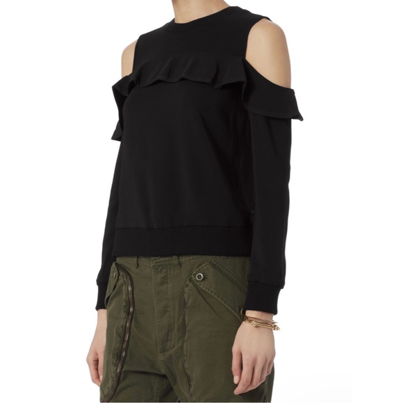 A.L.C. Lindsey Ruffle Cold Shoulder Top Black Women’s 0 - Picture 5 of 16